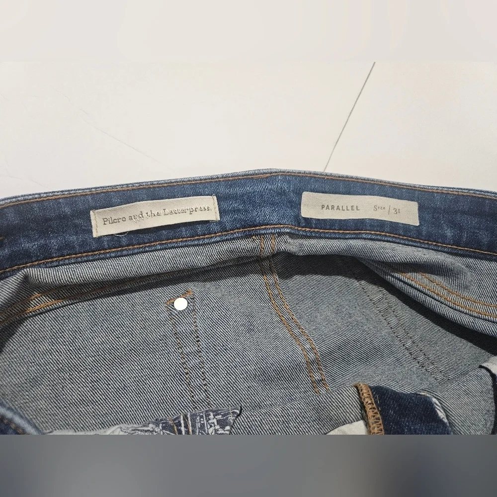Pilcro By Anthropologie- Women's 31 Blue Straight Leg Jeans Letter Press - Picture 8 of 11